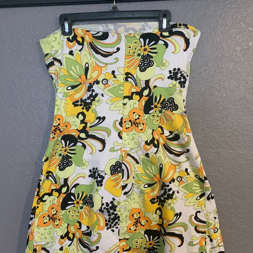 Metro Style Groovy 1990's Y2K Mod Psychedelic Vintage Retro Strapless Dress 10 - Picture 5 of 9